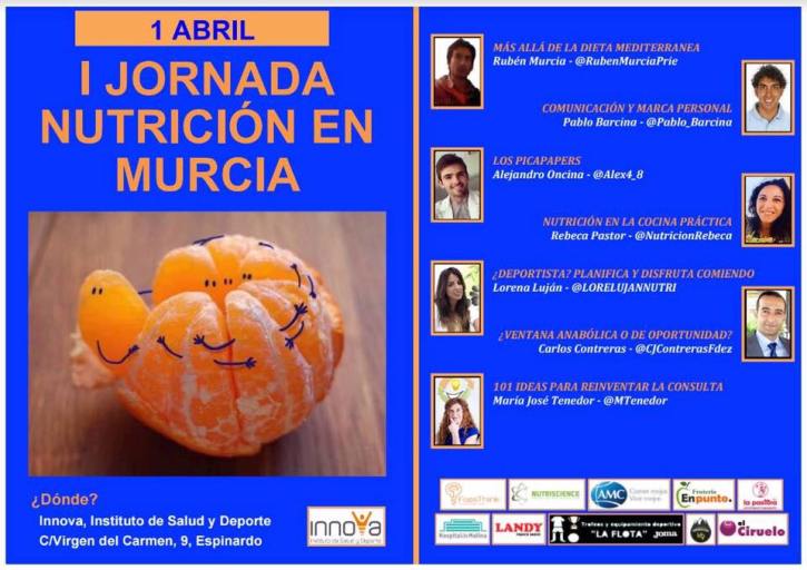 Cartel ponentes y patrocinadores I Jornada de Nutrición en Murcia